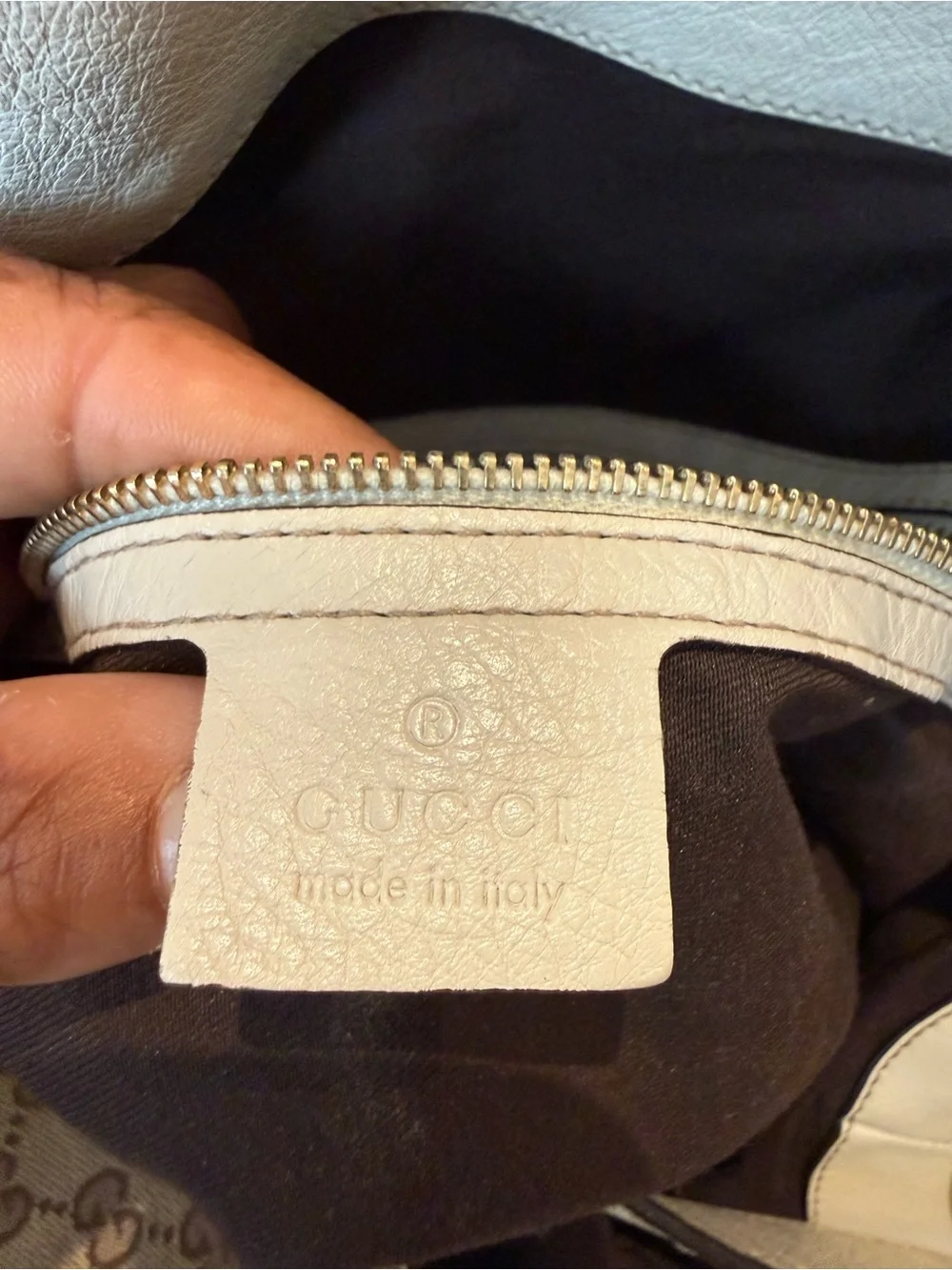 Gucci Charlotte Hobo Bag in Beige and White